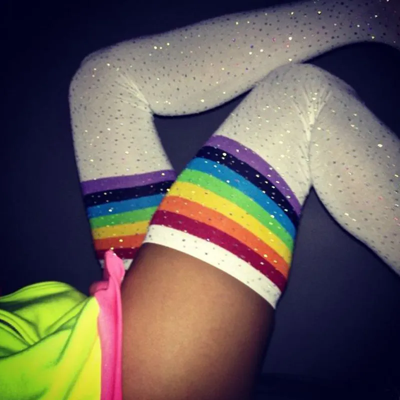 Colorblock Studded Sexy Stockings
