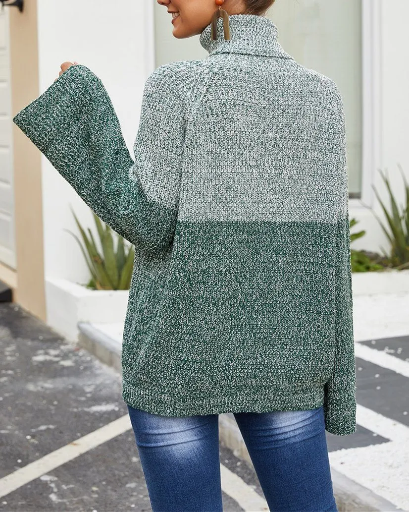 Colorblock Turtleneck Knitted Sweater