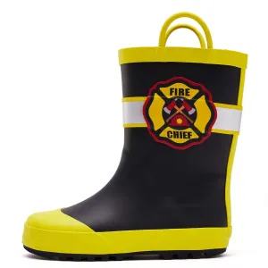 Cool Graphic Waterproof Black Rubber Rain Boots