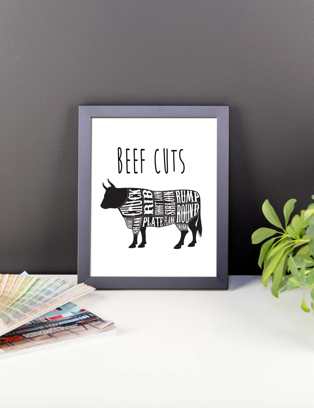 Cow Beef Meat Cuts Kitchen Wall Art Decor