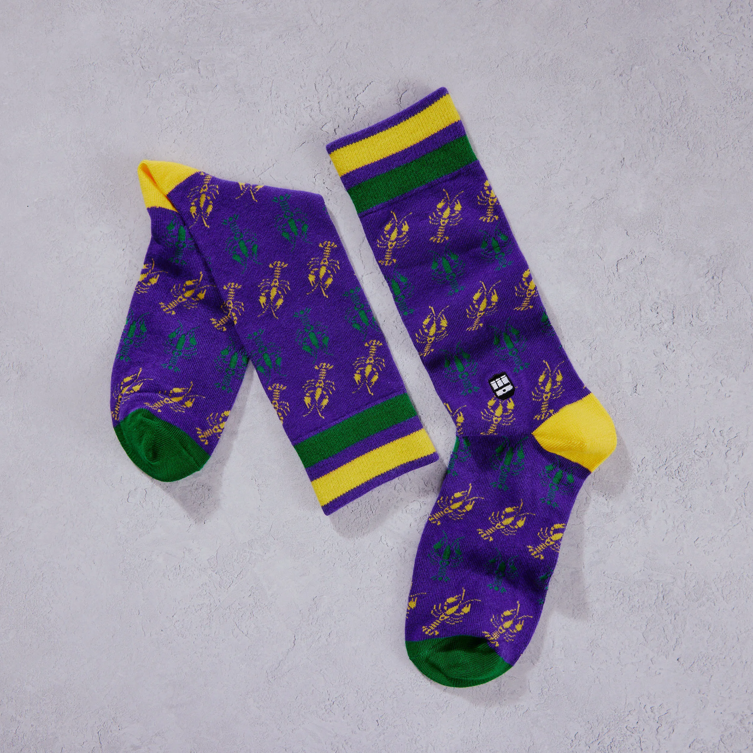 Crawfish Mardi Gras Socks