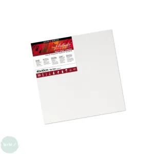 DEEP EDGE White Primed Stretched 100% Cotton Canvas – Daler Rowney -  ARTISTS 3D - 40 x 40cm (Approx. 16 x 16”)