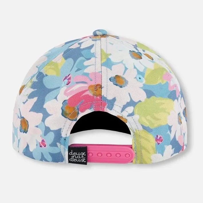 Deux par Deux - Printed Cap White, Pink, And Green Flowers