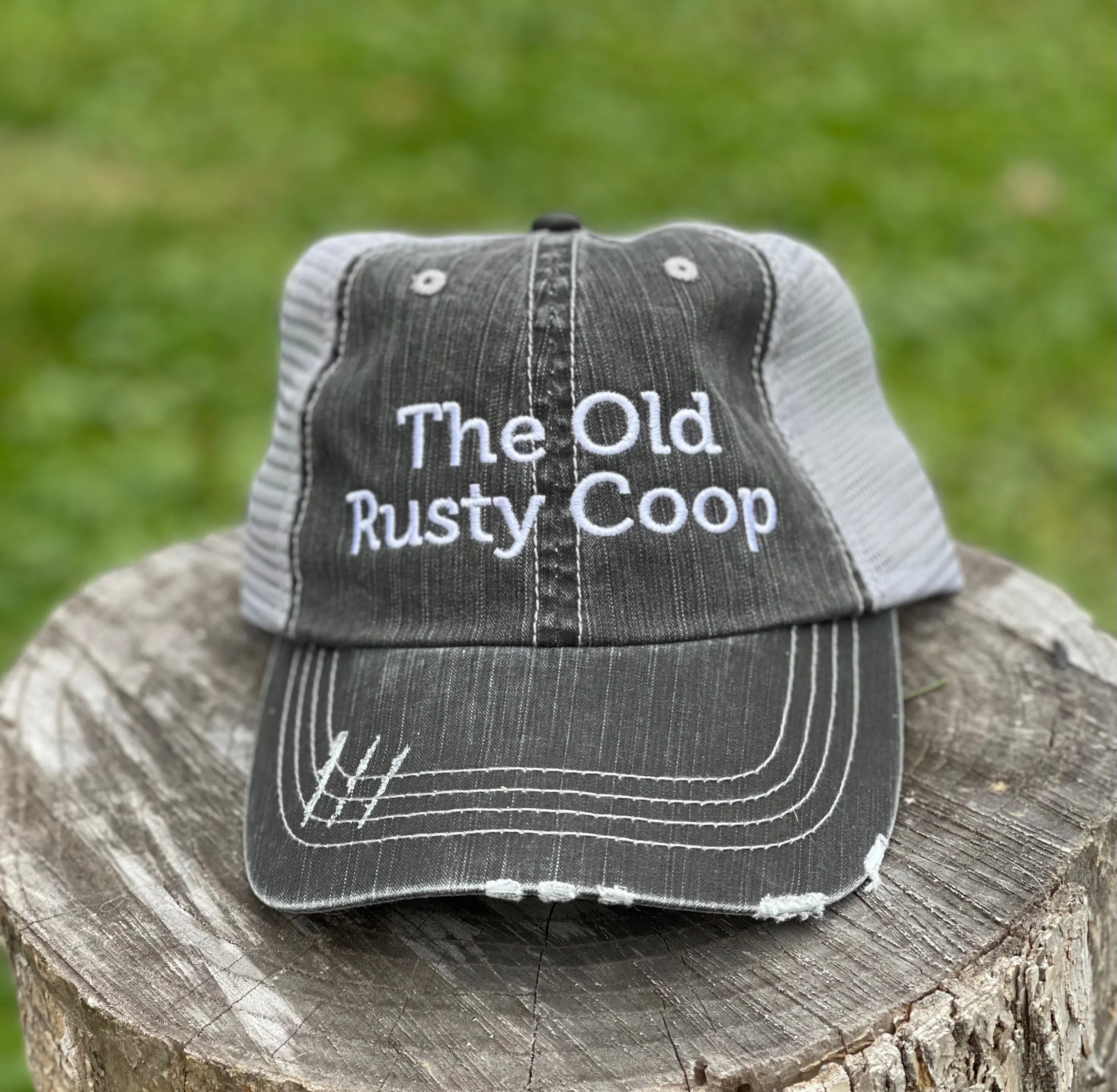 Distressed Dark Gray The Old Rusty Coop Baseball Cap