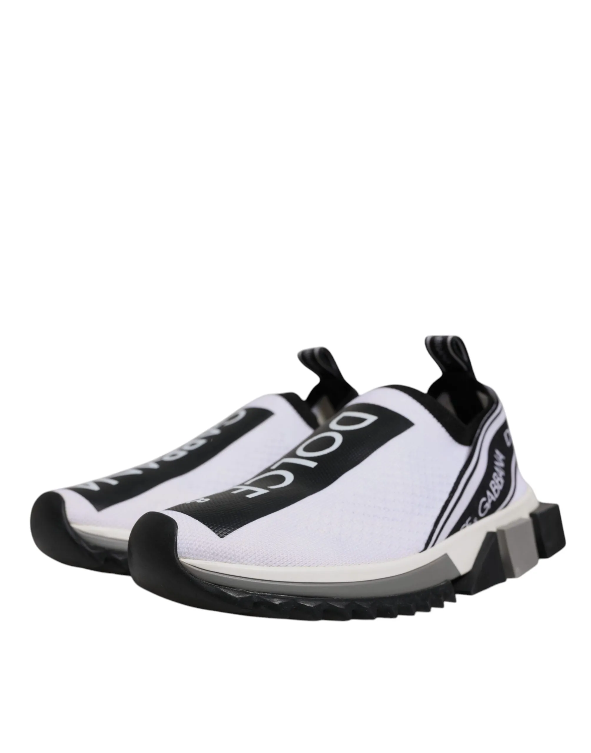 Dolce & Gabbana White Black Slip On Sorrento Sneakers Shoes