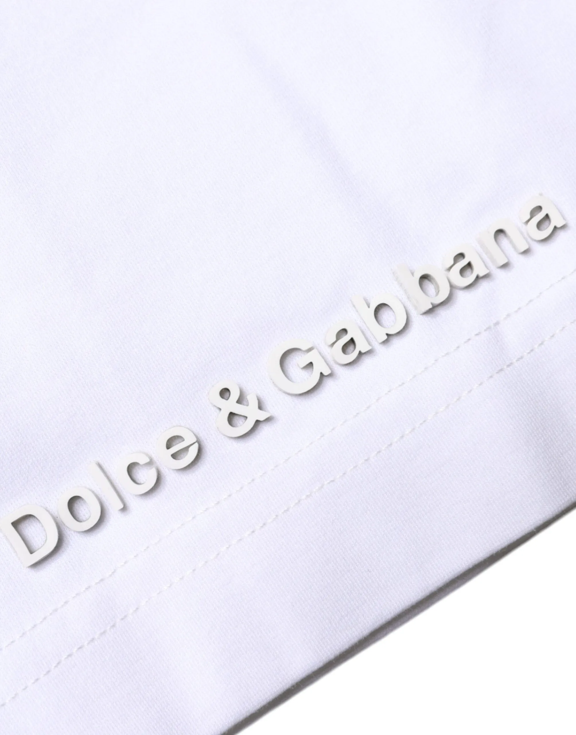 Dolce & Gabbana White Embossed Logo Crew Neck T-shirt