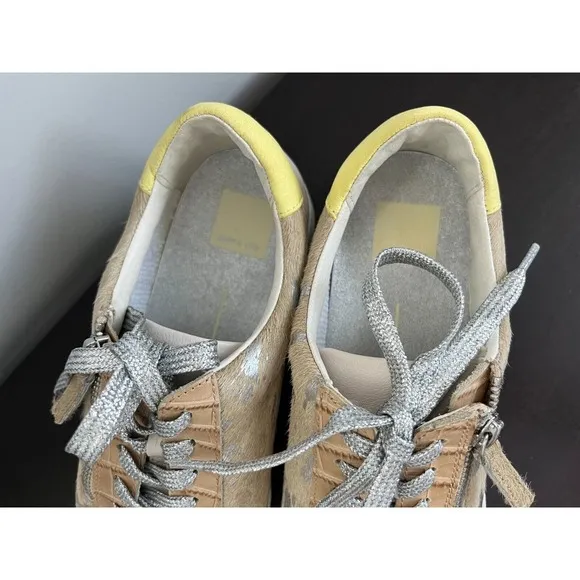 Dolce Vita Womens Miya Sz 7.5 Multi Suede Glitter Lace Up Sneakers