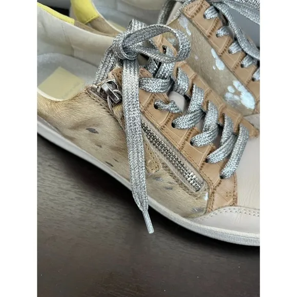 Dolce Vita Womens Miya Sz 7.5 Multi Suede Glitter Lace Up Sneakers