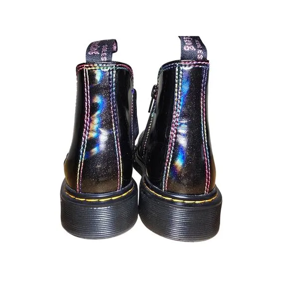 Dr. Martens 2976 T Sparkle Rays Glitter Leather Zip Boots Youth 4 Women 5.5