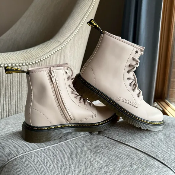 Dr. Martens Cream Ankle Boots with Thick Sole