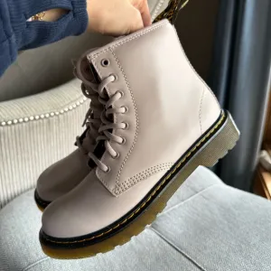 Dr. Martens Cream Ankle Boots with Thick Sole