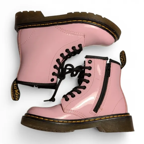 Dr. Martens Girls' 1460 Patent Pastel Pink Leather Boots Toddler Sz 12