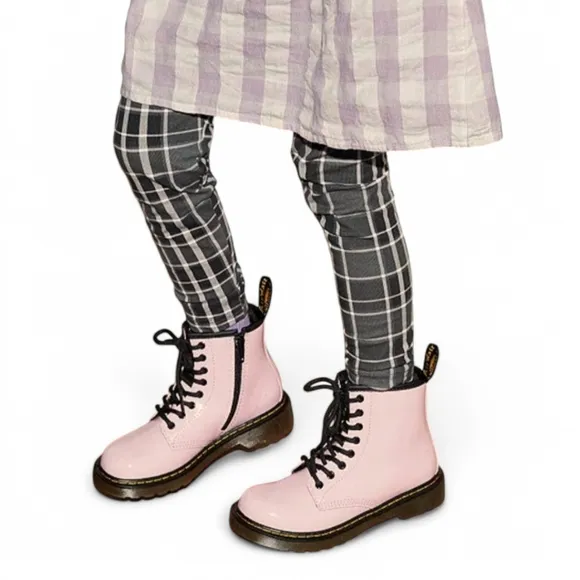 Dr. Martens Girls' 1460 Patent Pastel Pink Leather Boots Toddler Sz 12