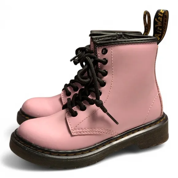 Dr. Martens Girls' 1460 Patent Pastel Pink Leather Boots Toddler Sz 12