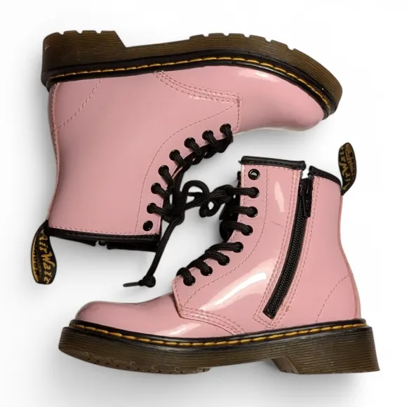 Dr. Martens Girls' 1460 Patent Pastel Pink Leather Boots Toddler Sz 12