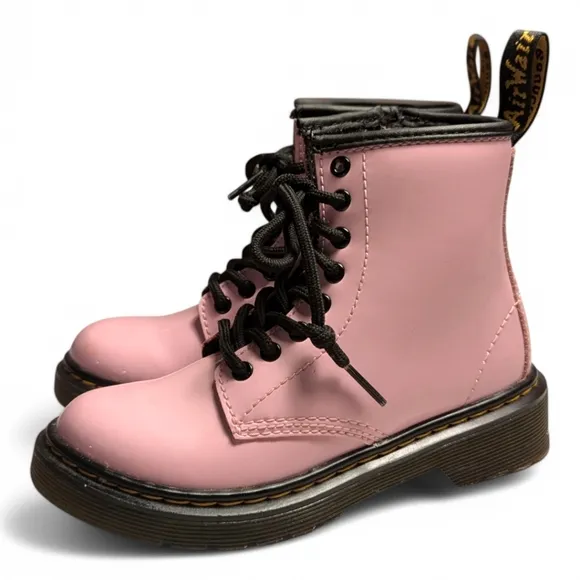 Dr. Martens Girls' 1460 Patent Pastel Pink Leather Boots Toddler Sz 12