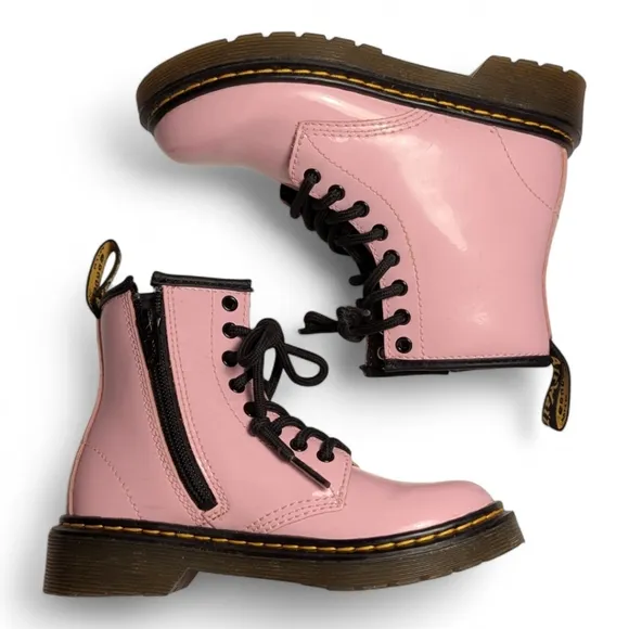 Dr. Martens Girls' 1460 Patent Pastel Pink Leather Boots Toddler Sz 12