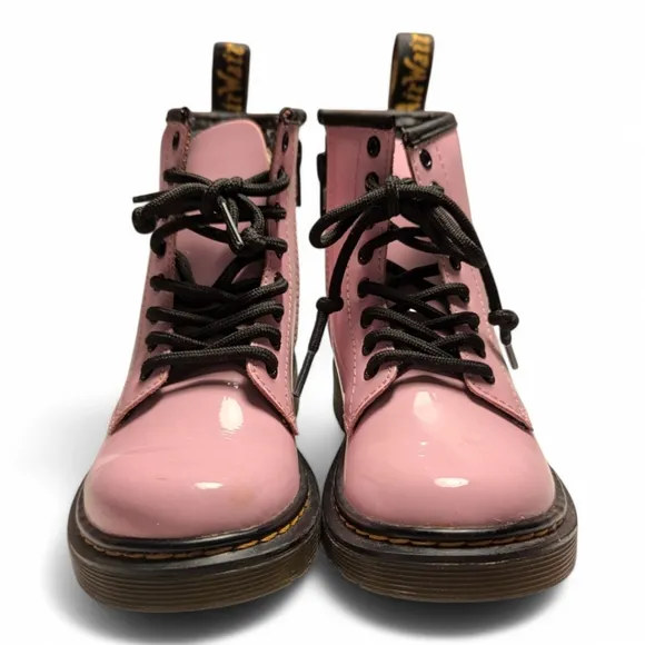 Dr. Martens Girls' 1460 Patent Pastel Pink Leather Boots Toddler Sz 12