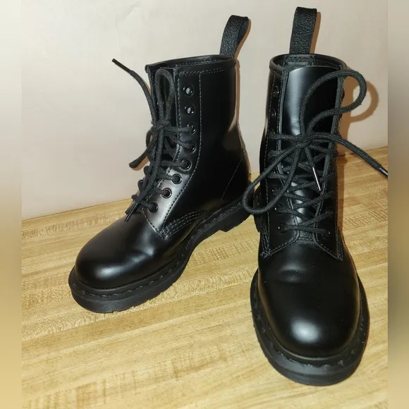 Dr.  Martens The Original 1460 Mono Smooth Leather Lace Up Black Boots, …