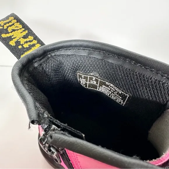 Dr. Martens Youth 1460 Patent Leather Lace Up Boots In Hot Pink Size 2