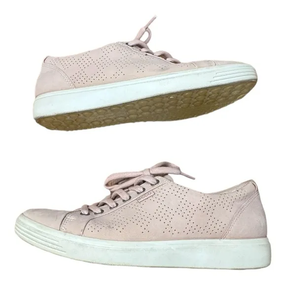 Ecco Dusty Rose Leather Lace Up Sneaker Cap Toe Low Top Casual Women’s Size 40
