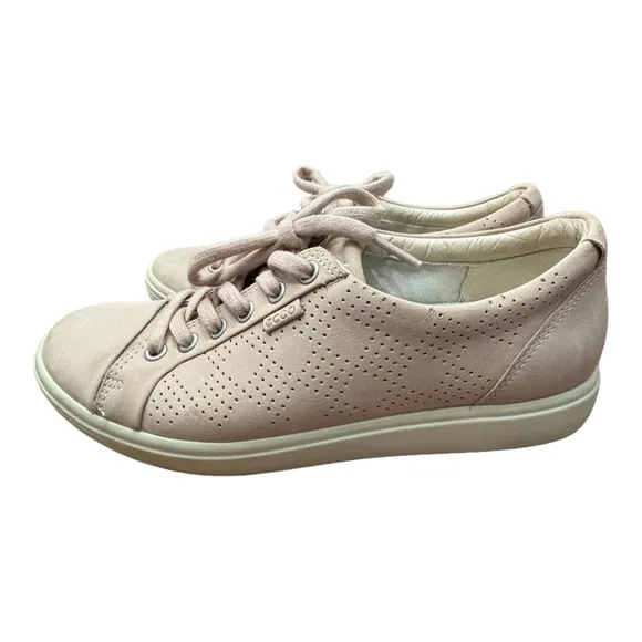 Ecco Dusty Rose Leather Lace Up Sneaker Cap Toe Low Top Casual Women’s Size 40