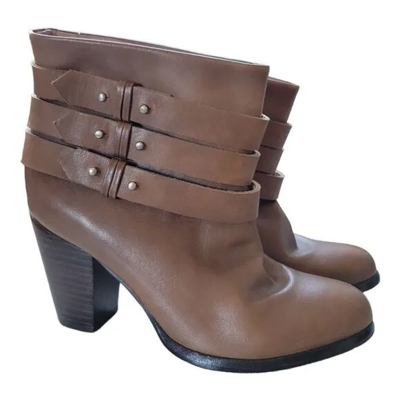 Ella's Moss Brown Leather Boots with Straps size 7.5