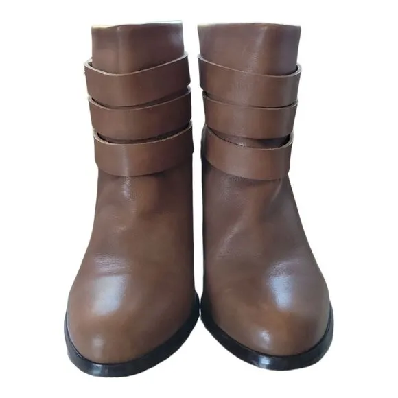 Ella's Moss Brown Leather Boots with Straps size 7.5