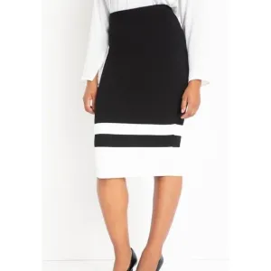 Eloquii Column Colorblock Skirt Plus Size 18 Black White Pencil Ponte Knit NWT