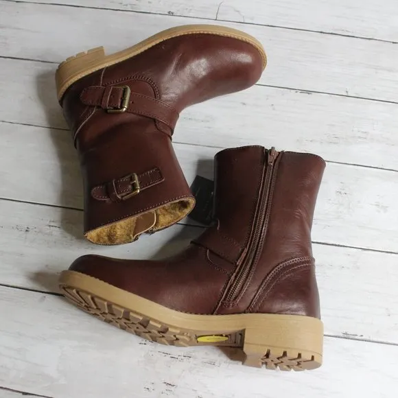 Enzo Tesoti Spain Girl's Kid Size 13 Brown Leather Buckle Dress Boots