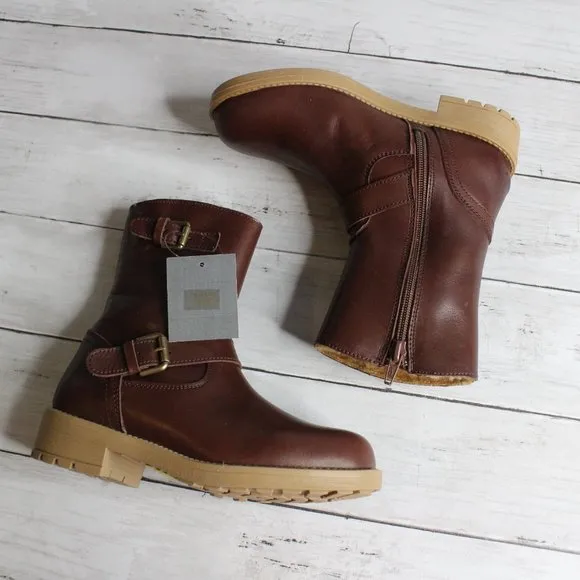 Enzo Tesoti Spain Girl's Kid Size 13 Brown Leather Buckle Dress Boots