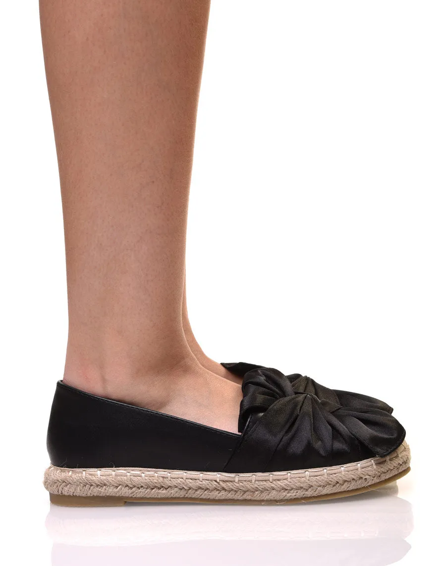 Espadrilles noires bi-matières à n?ud