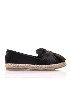 Espadrilles noires bi-matières à n?ud
