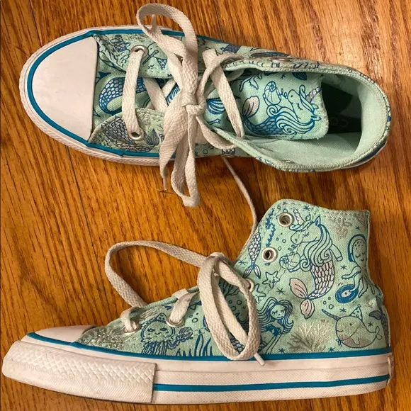 EUC Converse All Star Mermaid High Top, Greenish