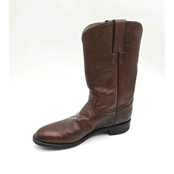 EUC JUSTIN Mens Size 8 D Brown Leather Roper Cowboy Western Boots