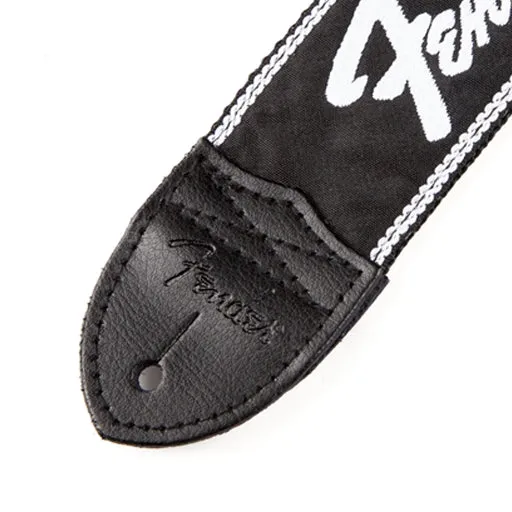 Fender 2 inch Woven Guitar Strap, Silver/Black