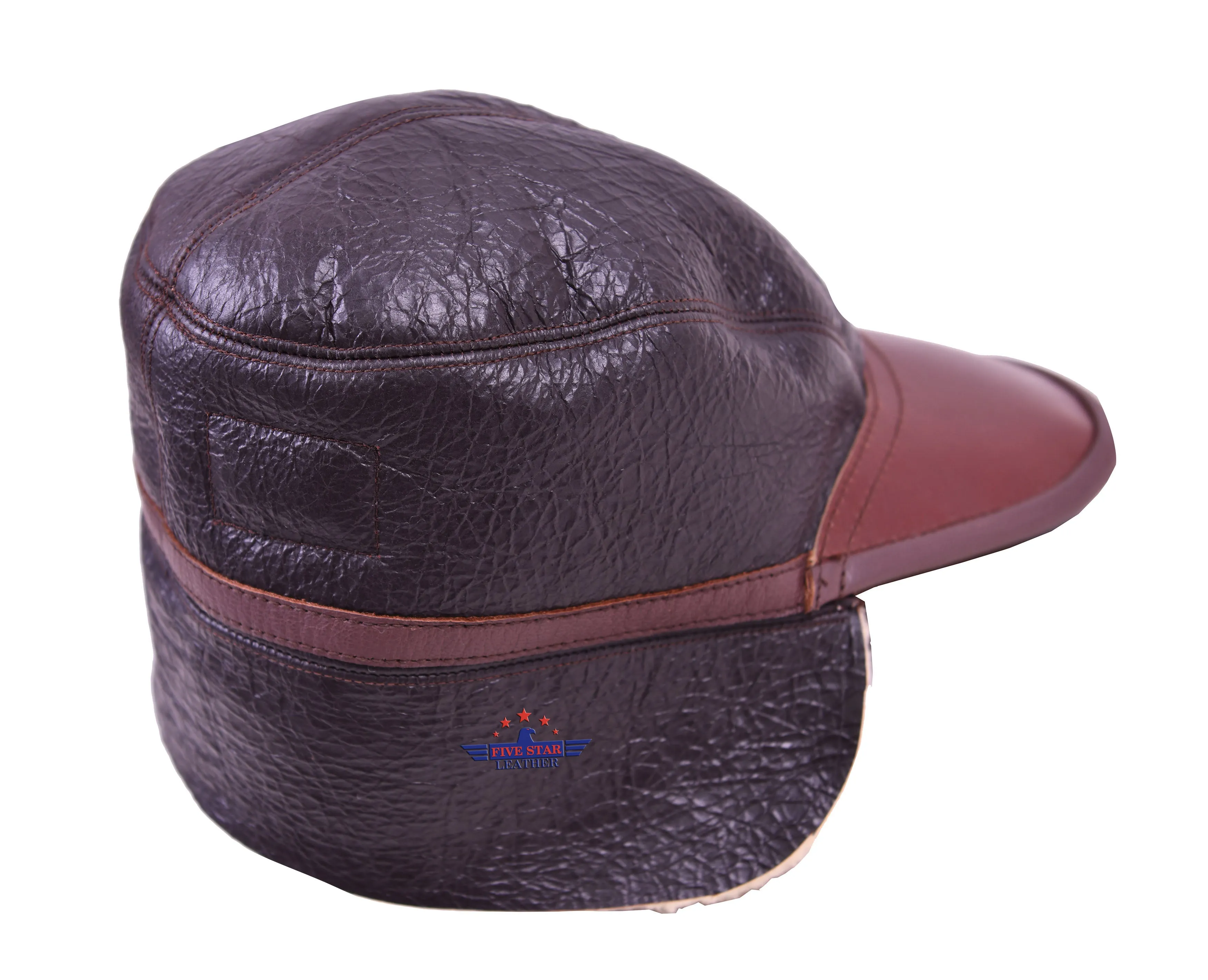 FIVESTAR LEATHER USAAF B2 FLIGHT AVIATOR SHEEPSKIN LEATHER CAP BROWN