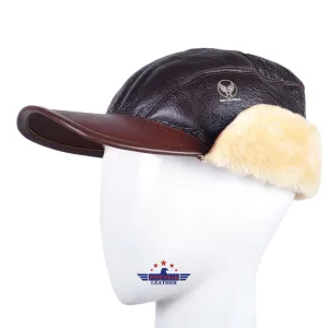 FIVESTAR LEATHER USAAF B2 FLIGHT AVIATOR SHEEPSKIN LEATHER CAP BROWN