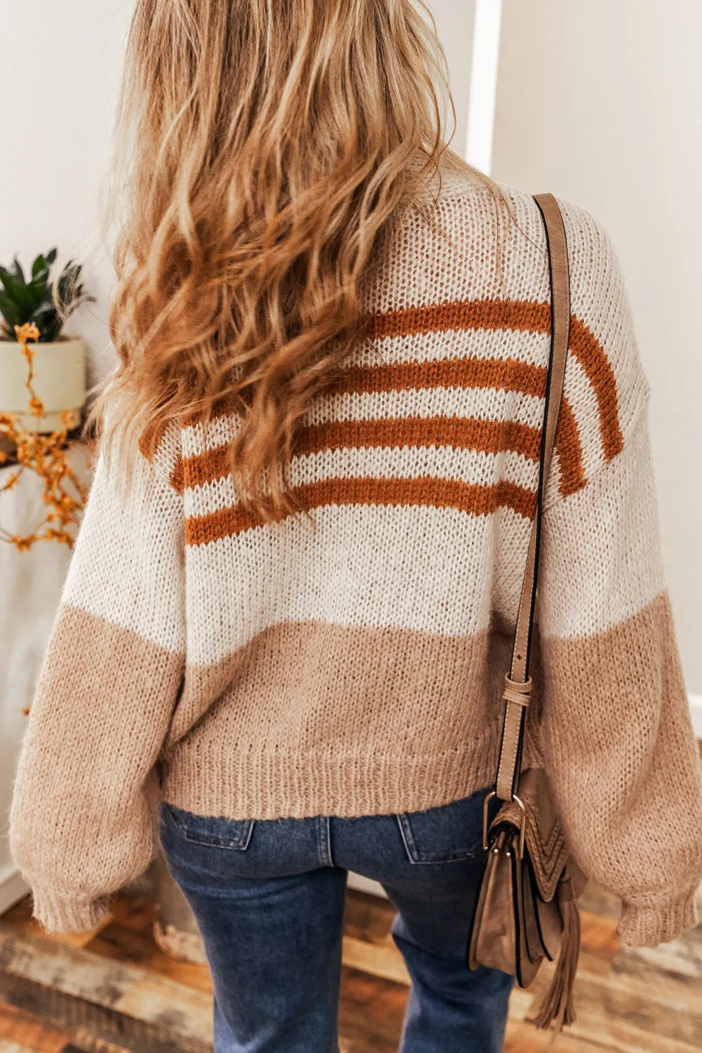 Flaxen Colorblock Striped Open Cardigan