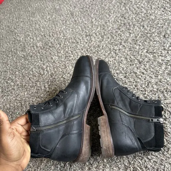 Florsheim Men’s Lodge Cap Toe Boot Black Size 11 M Lace Up Zip Comfort Lug Sole