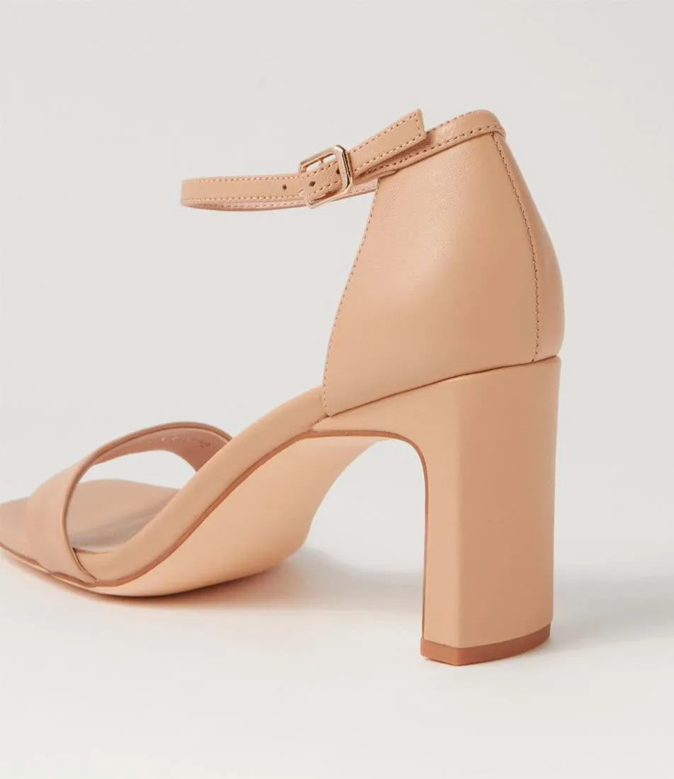 Flowla Nude Leather Sandal Heels