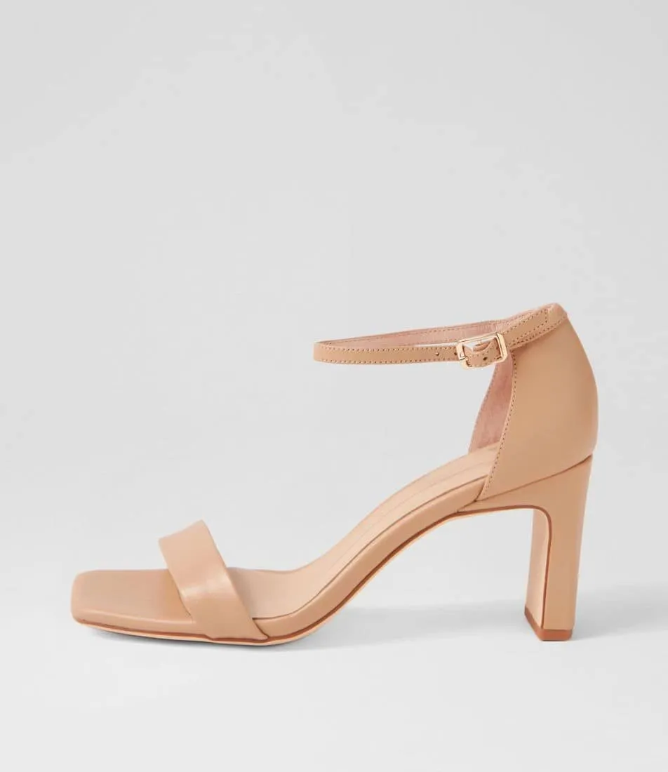 Flowla Nude Leather Sandal Heels
