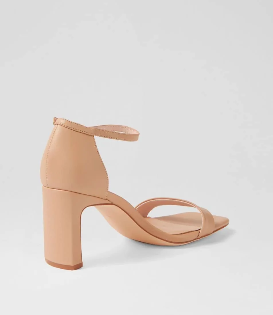 Flowla Nude Leather Sandal Heels