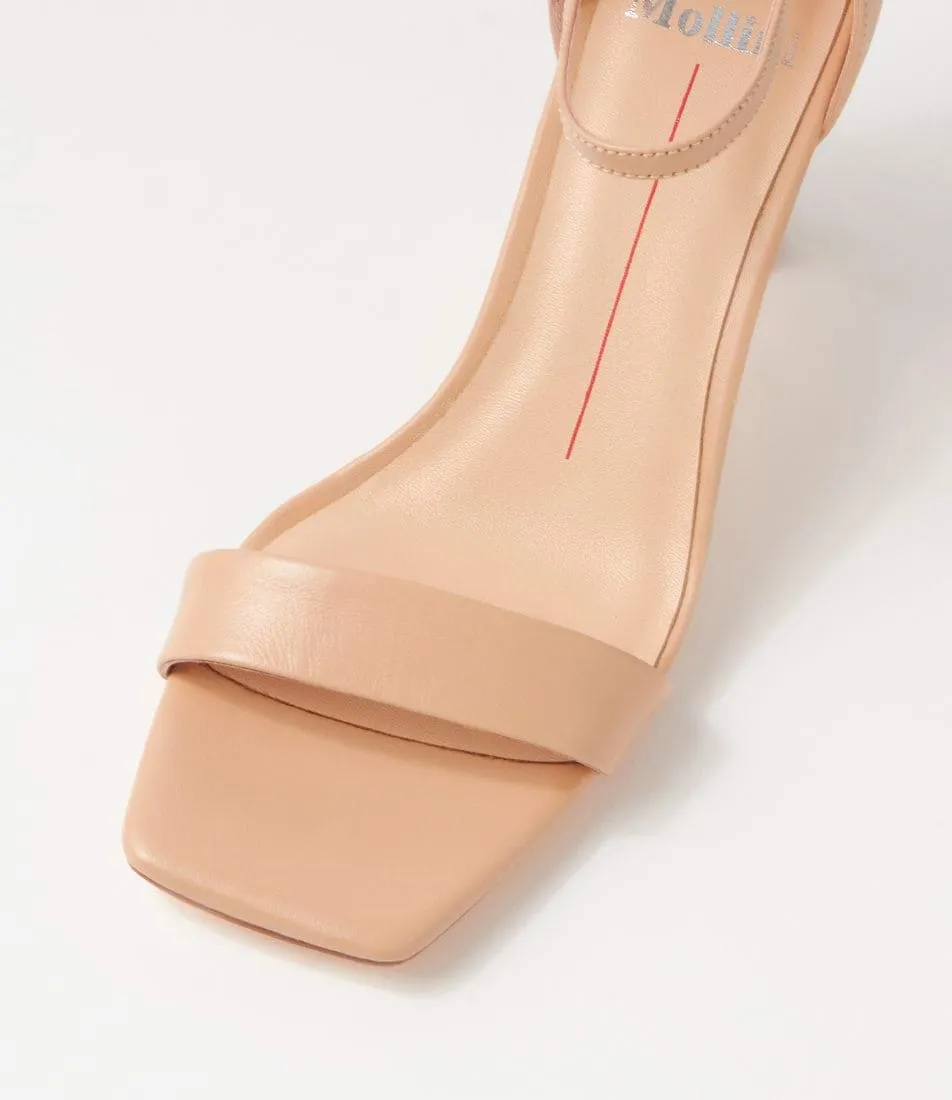 Flowla Nude Leather Sandal Heels