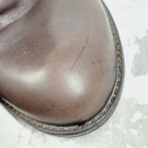 Franco Sarto Brown Leather Stretch Pull On Knee High Boots D792