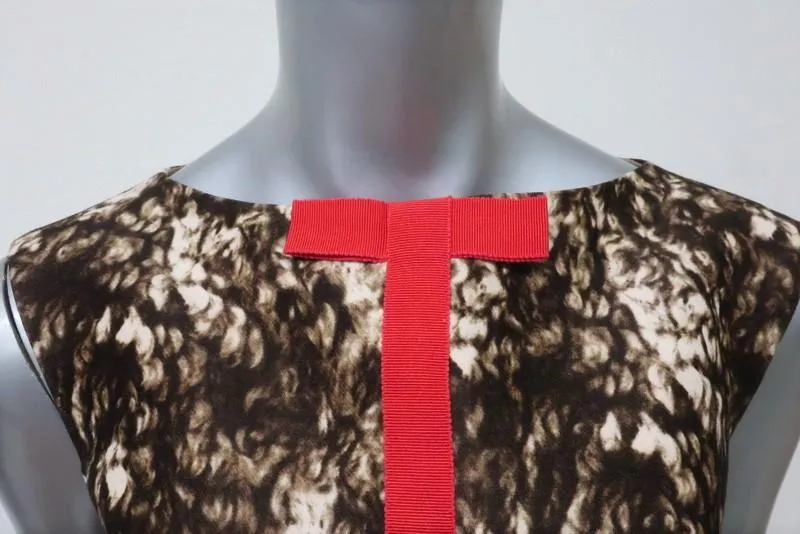 Giambattista Valli Dress Colorblock Printed Wool-Silk Size 42 Sleeveless Shift