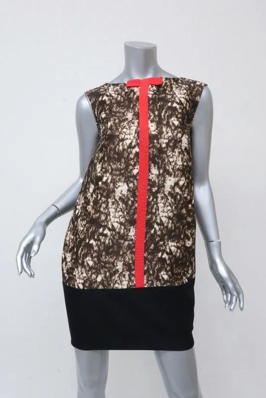 Giambattista Valli Dress Colorblock Printed Wool-Silk Size 42 Sleeveless Shift