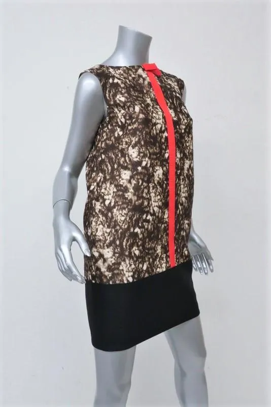 Giambattista Valli Dress Colorblock Printed Wool-Silk Size 42 Sleeveless Shift