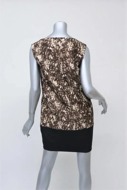 Giambattista Valli Dress Colorblock Printed Wool-Silk Size 42 Sleeveless Shift