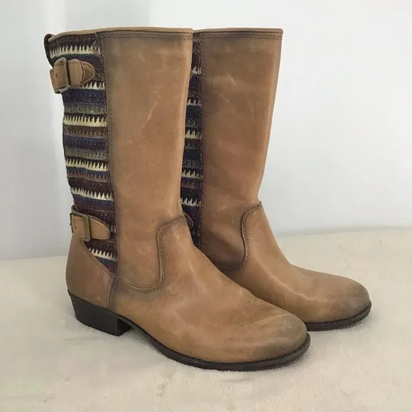 Gianni Bini Women’s Western Style Leather Brown Boots W/Buckle Brown Size 7.5